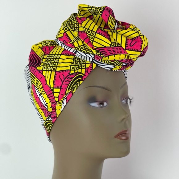 African Print Ankara Multicolor Handmade Headwrap - Picture 5 of 6